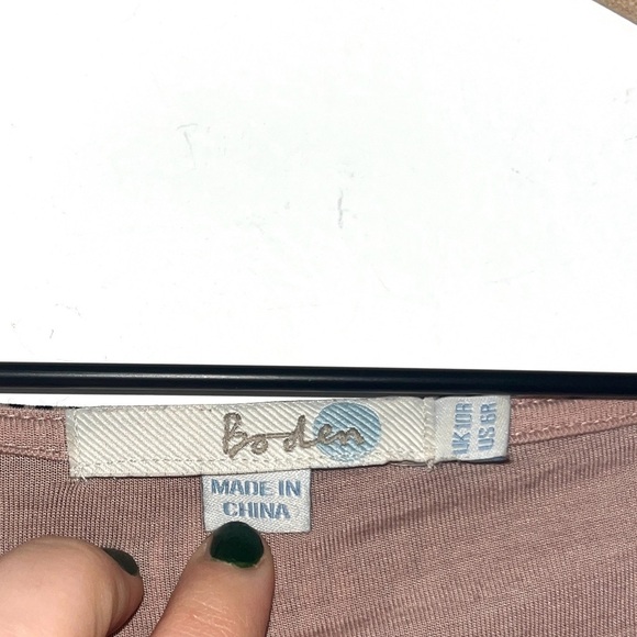 BODEN Long Sleeve Sheath Dress Black Printed Draped Neck Size 6R Wool Blend - Picture 3 of 9